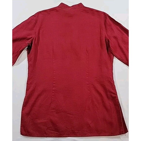 Lauren Ralph Lauren Henley Tunic Top 100% Linen Red Fabric Buttons Size Medium - Picture 7 of 14